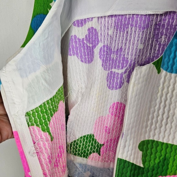 Vintage Floral Maxi Dress 18 10/12 Textured Cotton Pink Blue Purple White - Picture 13 of 15